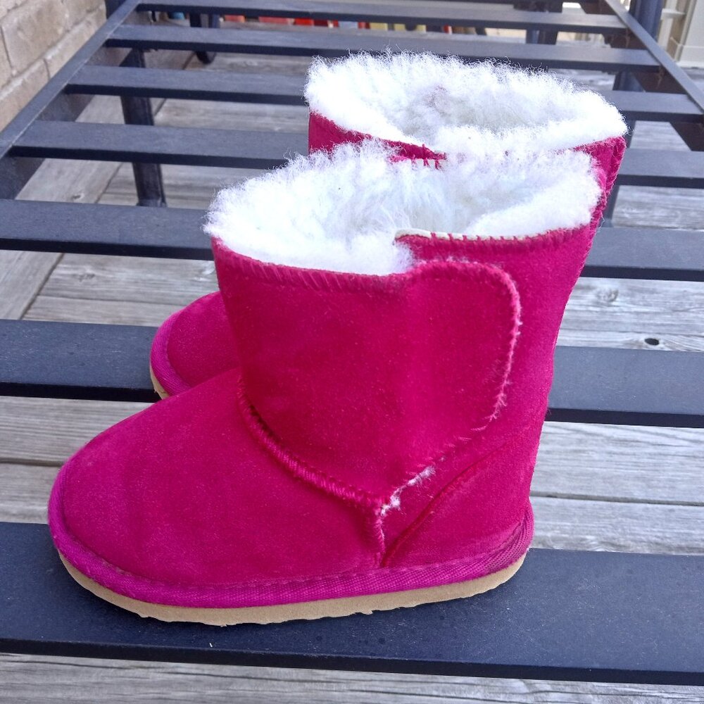 Kids Real Suede And Sheepskin Pink Classic Homeboots